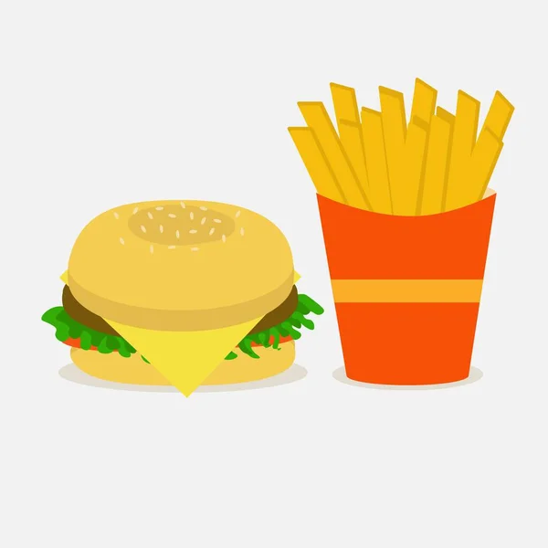 Web Burger Kızartma Fast Food Vektörü — Stok Vektör