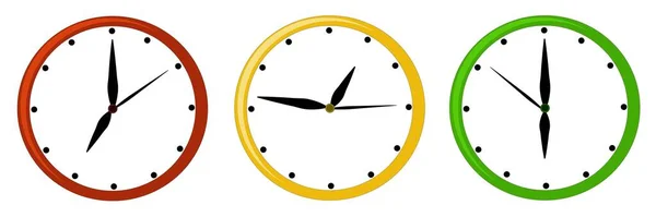Набор Часов Разным Временем Набор Часов Показывающих Рабочее Время Часы — стоковый вектор