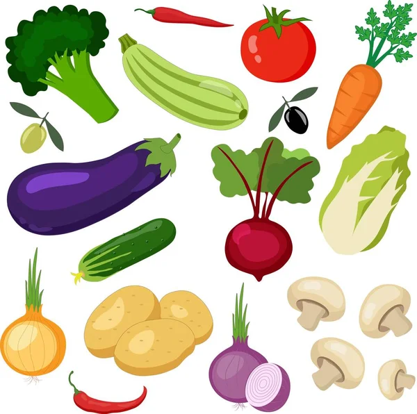 Set Vegetables Vegan Diet Products Ingredients Cooking Healthy Organic Food — Stock Vector