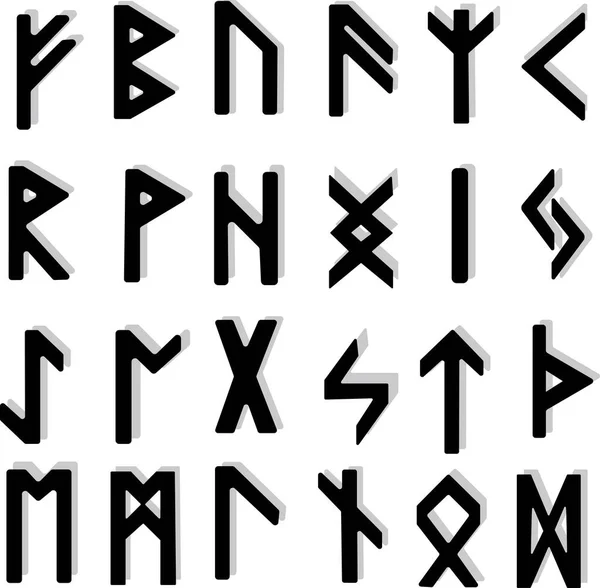 Runy Klasyczne Runiczny Alfabet Ikony Celtic Skandynawskie Starożytnych Symboli Liter — Wektor stockowy