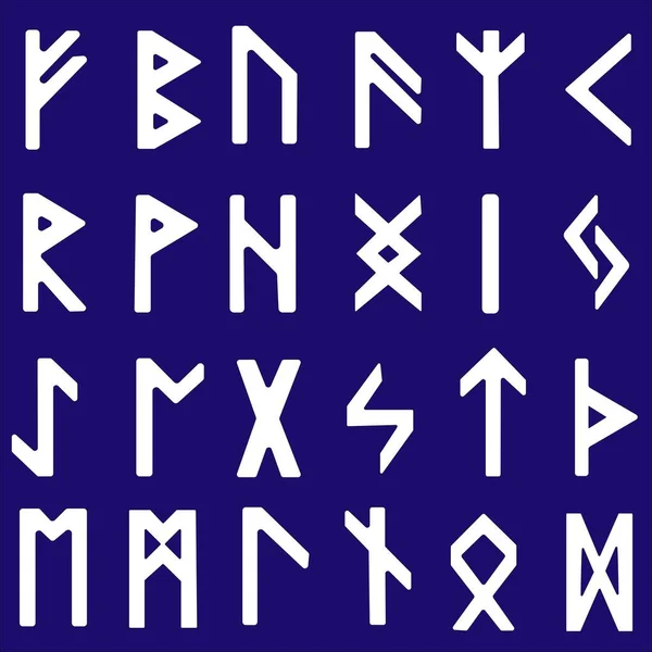 Runes Set Rune Alphabet Futhark Writing Ancient Germans Scandinavians Mystical — Stock Vector