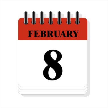 8 Şubat takvim tarihi tasarımı