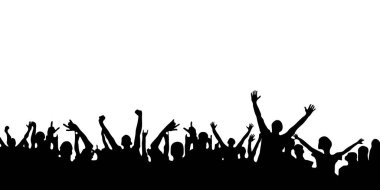 İnsan siluetleri, kalabalık, konser, eğlence, performans, hayranlar, siyah, beyaz, eğlence