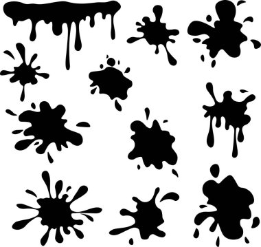 lekeler, hatalar, sıçramalar, boya, mürekkep, nokta, sıçrama, vektör elle boyanmış leke, vektör grafikleri, yaratıcılık, siyah ve beyaz resim