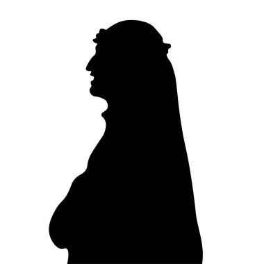 Müslüman bir adamın profili. Beyaz arkaplanda siyah bir siluet