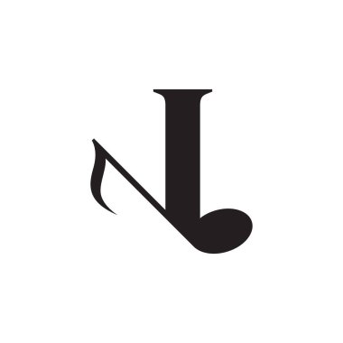 Müzik notası logosu tasarım elementi ile birinci mektup. Ticari, Müzikal, Eğlence, Kayıt ve Orkestra Logoları İçin Kullanılabilir