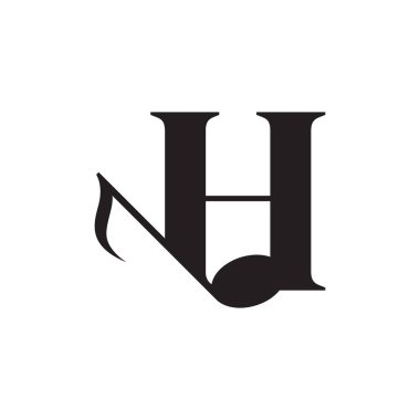 H harfi ile Music Key Note Logo Tasarım Elemanı. Ticari, Müzikal, Eğlence, Kayıt ve Orkestra Logoları İçin Kullanılabilir