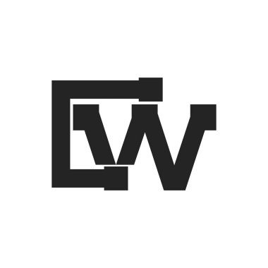 W Harfi İnşaat Servisi ve Mimari Logo Şablonu Çizim Tasarımı