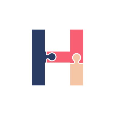 Yapboz Ekibi Yapboz Bağlantısı Logo Şablonu Şablonu ile İlk Harf H