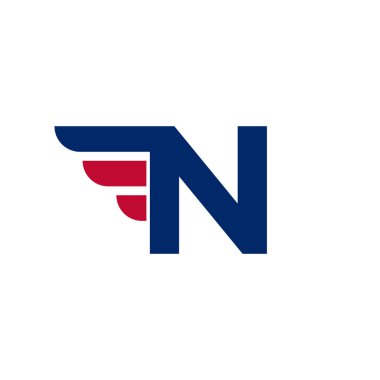 Hızlı Kanatlar Logosu Tasarım Elemanı Beyaz Arkaplan Vektörü İllüstrasyonlu Alfabe Harfi N