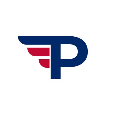 Hızlı Kanatlar Logosu Tasarım Elemanı Beyaz Arkaplan Vektörü İllüstrasyonlu Alfabe Harfi P