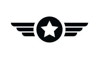 Vintage Amblem Rozet Askeri Havacılık Logo Vektör Tasarımı Çizimi