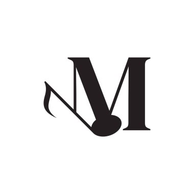 M harfi ile Music Key Note Logo Tasarım Elemanı. Ticari, Müzikal, Eğlence, Kayıt ve Orkestra Logoları İçin Kullanılabilir