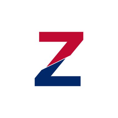 Z harfi mavi ve kırmızı logo. Geometrik Şekiller Beyaz Arkaplanda izole edilmiş Kes Biçimi