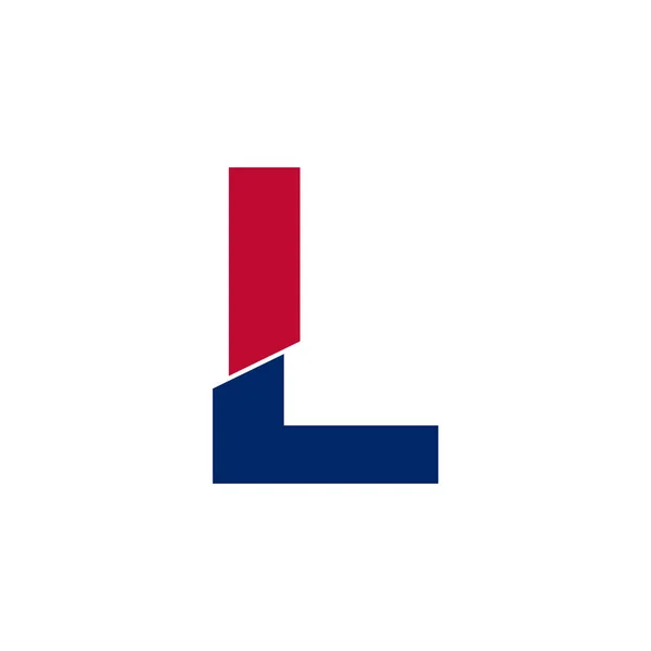 Letra Inicial Logotipo Azul Rojo Formas Geométricas Corte Estilo Aislado — Vector de stock