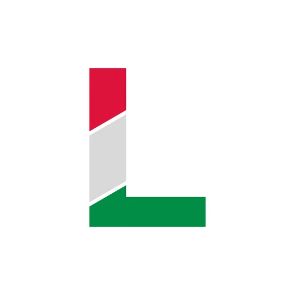 イタリア国旗カラーロゴデザインテンプレート付きイニシャルレターLペーパーカットアウト — ストックベクタ