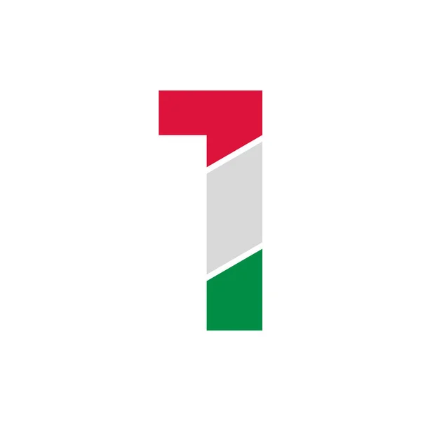 ナンバー1イタリア国旗カラーロゴデザインテンプレート付き切り抜き — ストックベクタ