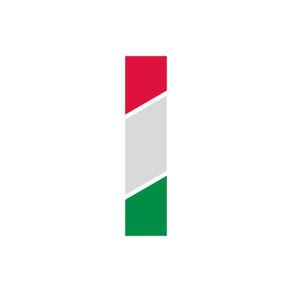 初期レターIイタリア国旗カラーロゴデザインテンプレートで切り抜き — ストックベクタ