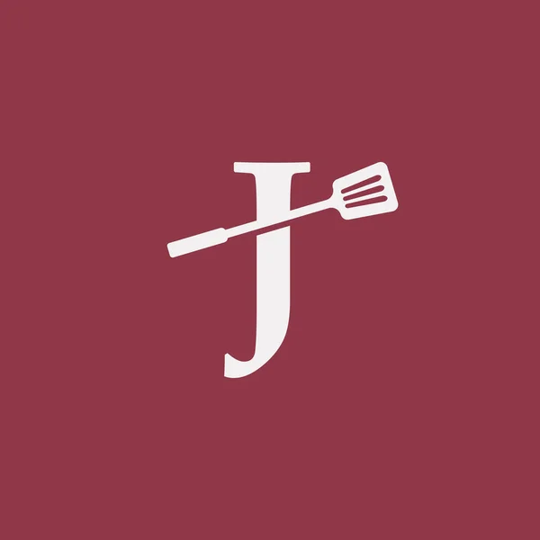 J字母Spatula厨房厨师标志设计模板元素 — 图库矢量图片