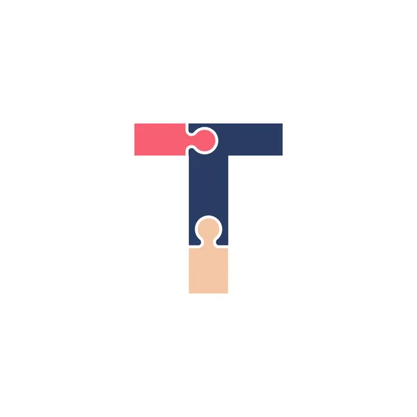 Letter Team Puzzle Jigsaw Connectivity Logo Design Template Element — 스톡 벡터