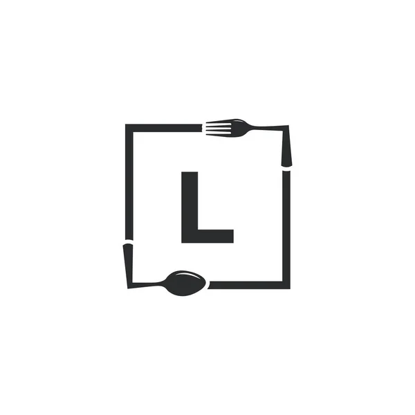 Logo Restaurante Carta Inicial Com Garfo Colher Para Logotipo Restaurante —  Vetores de Stock