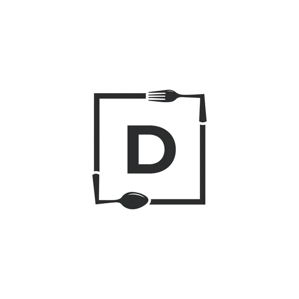 Logo Restaurant Lettre Initiale Avec Fourchette Cuillère Pour Modèle Conception — Image vectorielle