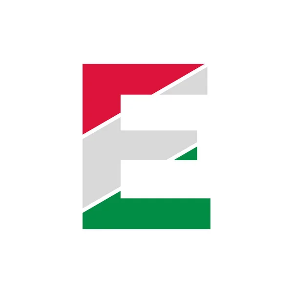 Initial Letter Paper Cutout Mit Italienischer Flagge Farbe Logo Design — Stockvektor