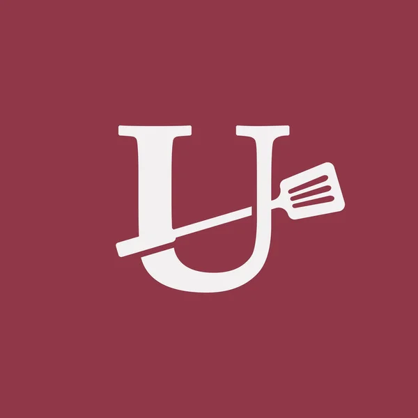 U字母Spatula厨房厨师标志设计模板元素 — 图库矢量图片