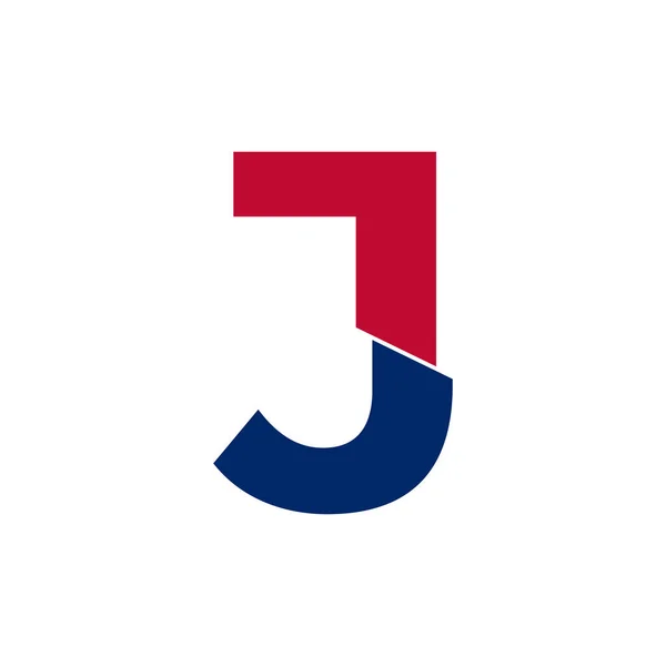 Lettre Initiale Logo Bleu Rouge Formes Géométriques Style Coupe Isolé — Image vectorielle