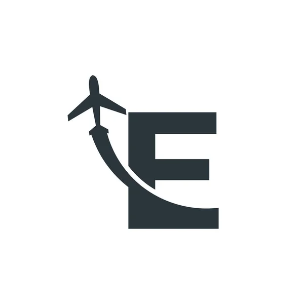 Harf Uçak Uçuş Logosu Tasarım Şablonu Ile Seyahat — Stok Vektör
