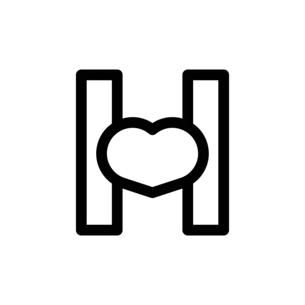 Letra Inicial Con Corazón Amor Línea Estilo Logo Diseño Plantilla — Vector de stock