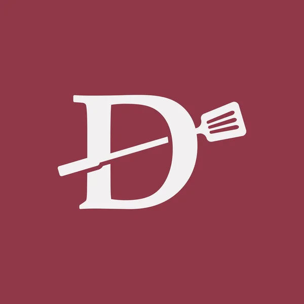 DレターSpatulaキッチンレストランシェフロゴデザインテンプレート要素 — ストックベクタ