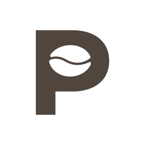 咖啡店标志 字母P与负空间咖啡图标里面 矢量设计模板 — 图库矢量图片