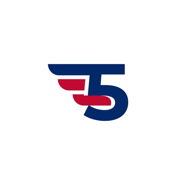 Nummer Met Fast Wings Logo Design Element Witte Achtergrond Vector — Stockvector