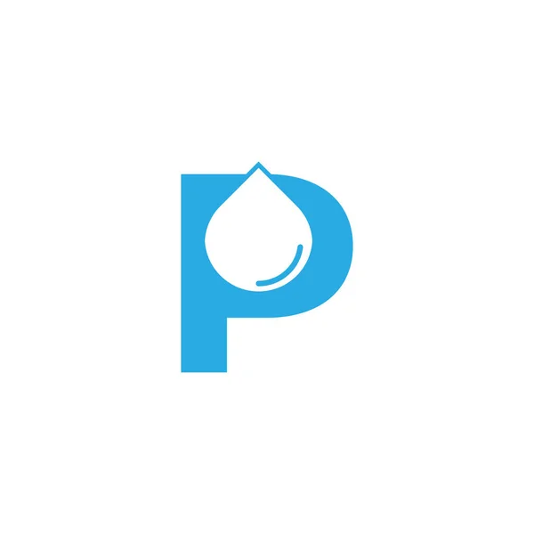 Letra Inicial Hydro Logo Con Negativo Espacio Gota Agua Icono — Vector de stock