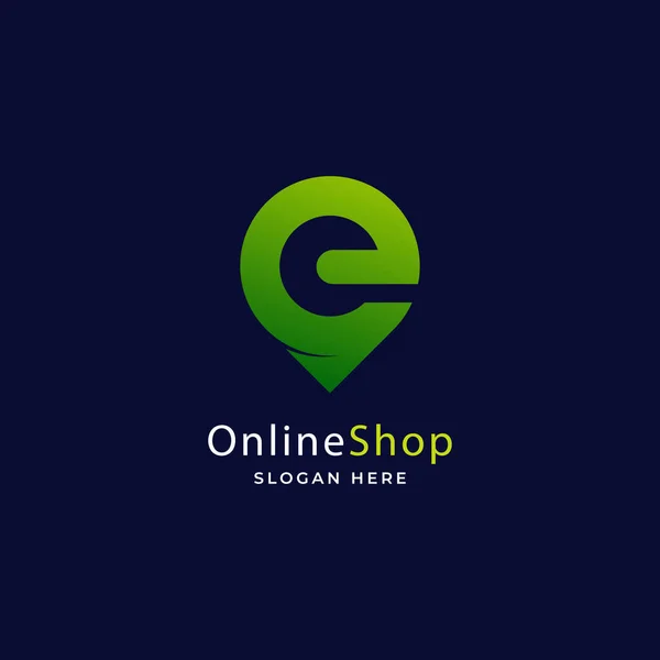 Pin Point Negozio Con Gradiente Commerce Negozio Online Logo Modello — Vettoriale Stock
