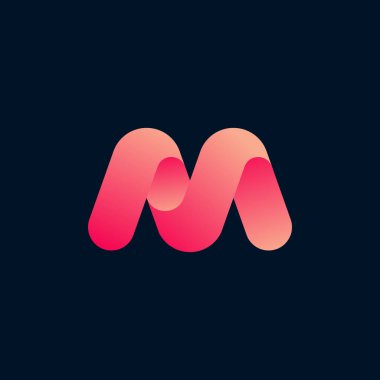 M Harfi Logo Simgesi Tasarım Şablonu Koyu Mavi Arkaplan