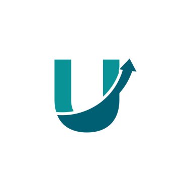 İlk Harf U-Arrow Logo Sembolü. Şirket, Seyahat, Başlama, Lojistik ve Grafik Logoları İçin İyi