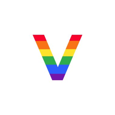 LGBT Konsepti için Gökkuşağı Renk Logosu Tasarımı İlham Harfi V