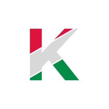 İlk Harf K Kağıt Kesimi İtalyan Bayrak Rengi Logo Şablonu