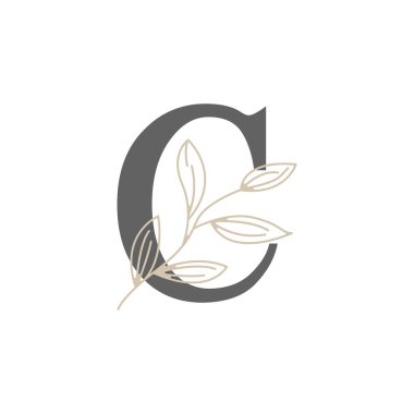 Baş harf C, çiçek ve botanik logosu. Güzellik Salonu, Masaj, Kozmetik veya Spa Simgesi İçin Doğal Yaprak KadınıName
