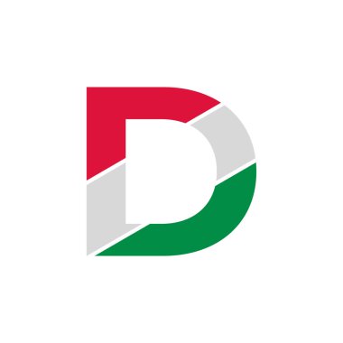 İlk harf D Kağıt Kesimi İtalyan Bayrak Rengi Logo Şablonu