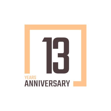 Kare şekilli 13. Yıldönümü Kutlaması Vektörü. Mutlu Yıldönümleri Kutlama Şablon Tasarımını Kutluyor