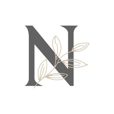 Baş harf N Çiçeği ve Botanik Logosu. Güzellik Salonu, Masaj, Kozmetik veya Spa Simgesi İçin Doğal Yaprak KadınıName