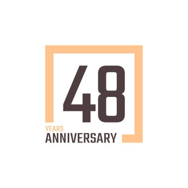 Kare şekilli 48 Yıldönümü Kutlama Vektörü. Mutlu Yıldönümleri Kutlama Şablon Tasarımını Kutluyor