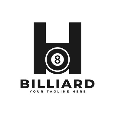 Bilardo Logosu Tasarımlı H harfi. Spor Takımı veya Şirket Kimliği için Vektör Tasarım Şablonu Elementleri.