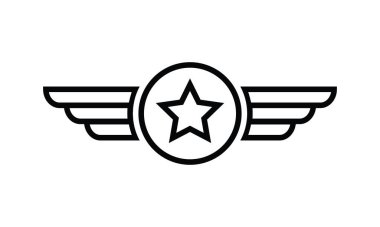Vintage Amblem Rozet Askeri Havacılık Logo Vektör Tasarımı Çizimi
