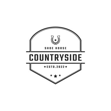 Klasik Retro Rozet Amblemi Country, Western, Cowboy Çiftlik Logosu Çizgi Tasarımı Tarzı