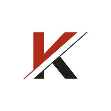 Alfabe Harfleri K Logosu veya Simge Tasarım Vektörü İllüstrasyonu