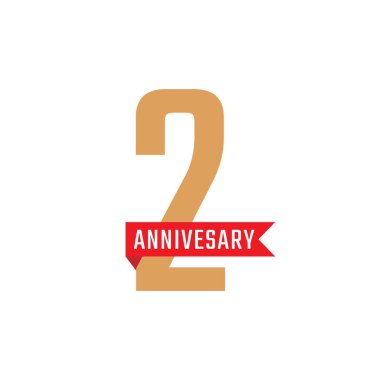 Kırmızı Kurdele Vektörüyle 1. Yıldönümü Kutlaması. Mutlu Yıldönümleri Kutlama Şablon Tasarımını Kutluyor